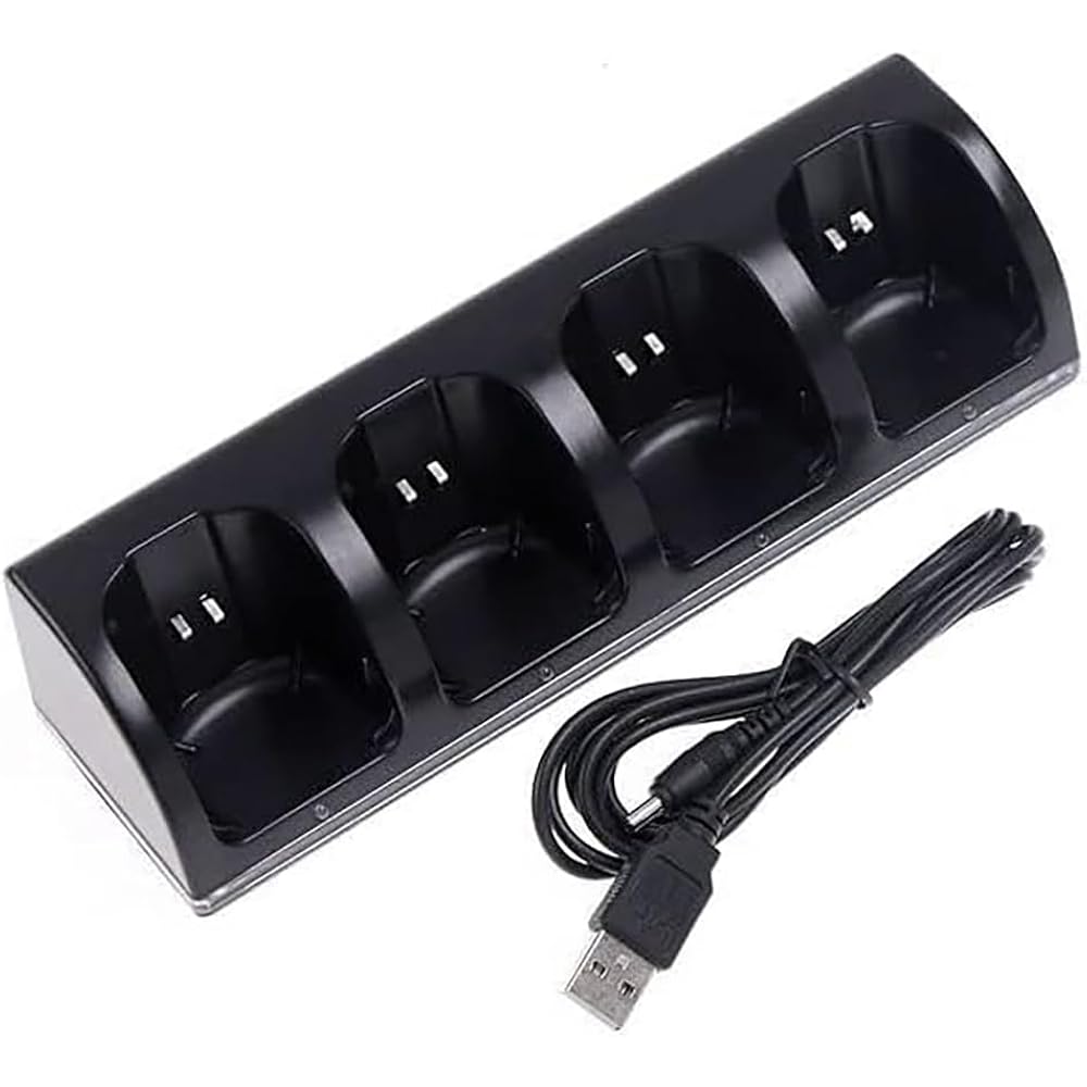 OSTENT Charger Dock Station with 4 Battery Packs for Nintendo Wii and WiiU Remote Controllers (Bl...