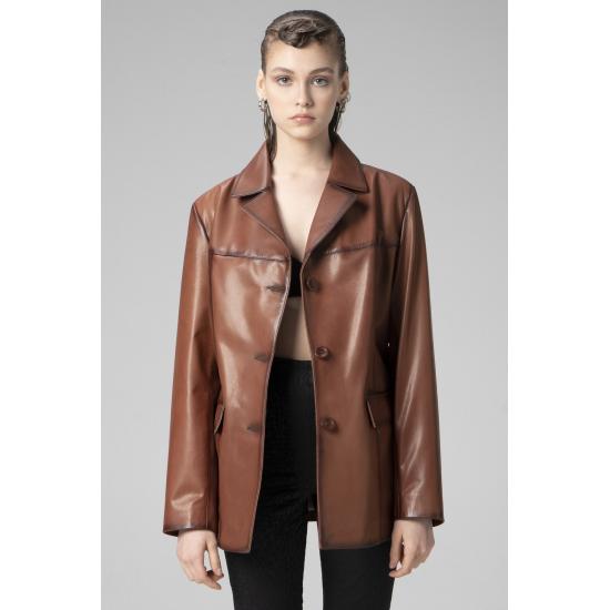 Paltoane de damă Wm035 Blazer casual de damă din piele naturală