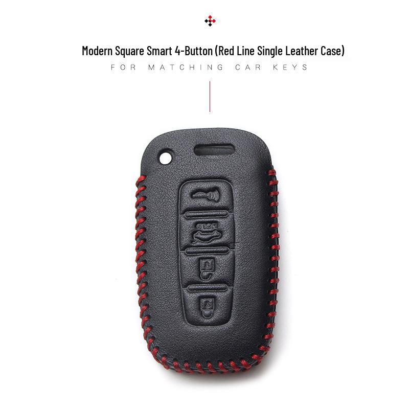 Hyundai Genuine Leather Key Case for Santa Fe, ix35, Mistra, Elantra, Reina, Veloster, Sonata