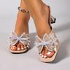 2026 New Quality Summer BlingBling Crystal Open-Toe High Heel Woman Slippers Butterfly-Knot Decor Femininaa Slides Banquet