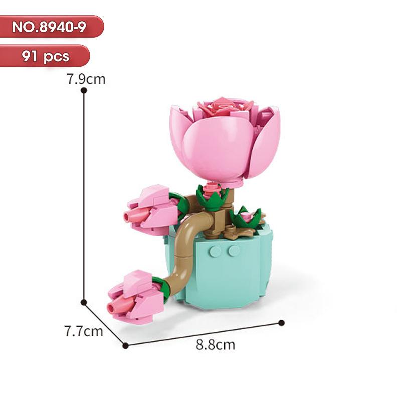 HOT MOC Flowers DIY Potted Plants Micro Landscapes Mini Art Construction Building Blocks Sets Model Dolls Brick Girls Toys Gifts