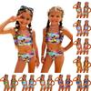 Zweiteiliges Badeanzug-Set für Mädchen Hawaiianischer Print Tankini-Oberteil und High-Waist-Unterteil Sommer Strand Badebekleidung für Kinder
