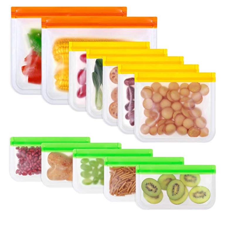Reusable PEVA Fresh-Keeping Food Storage & Freezer Bag, Self-Sealing for Fruits & Vegetables