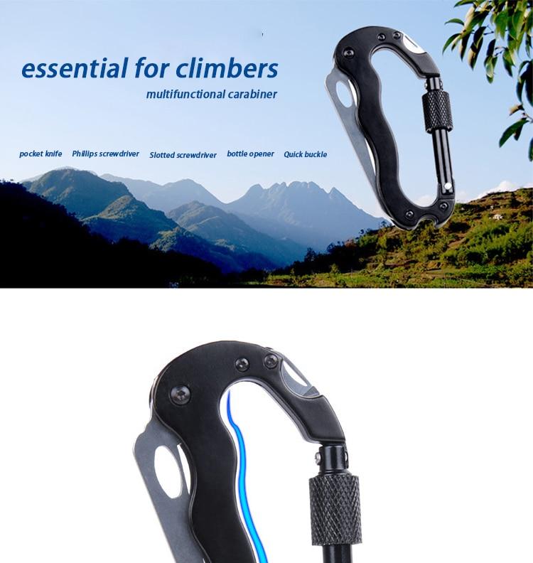 5 In 1 Outdoor Multi Function Mountaineering Buckle Fast Hanging Buckle Cross Screwdriver Carabiner Bottle Opener Wine Opener