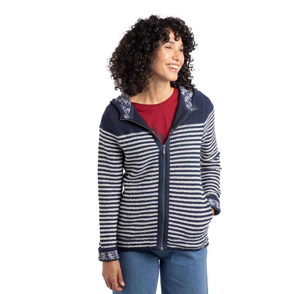 Weird Fish Womens/Ladies Bianca Striped Macaroni Eco Friendly Full Zip Hoodie