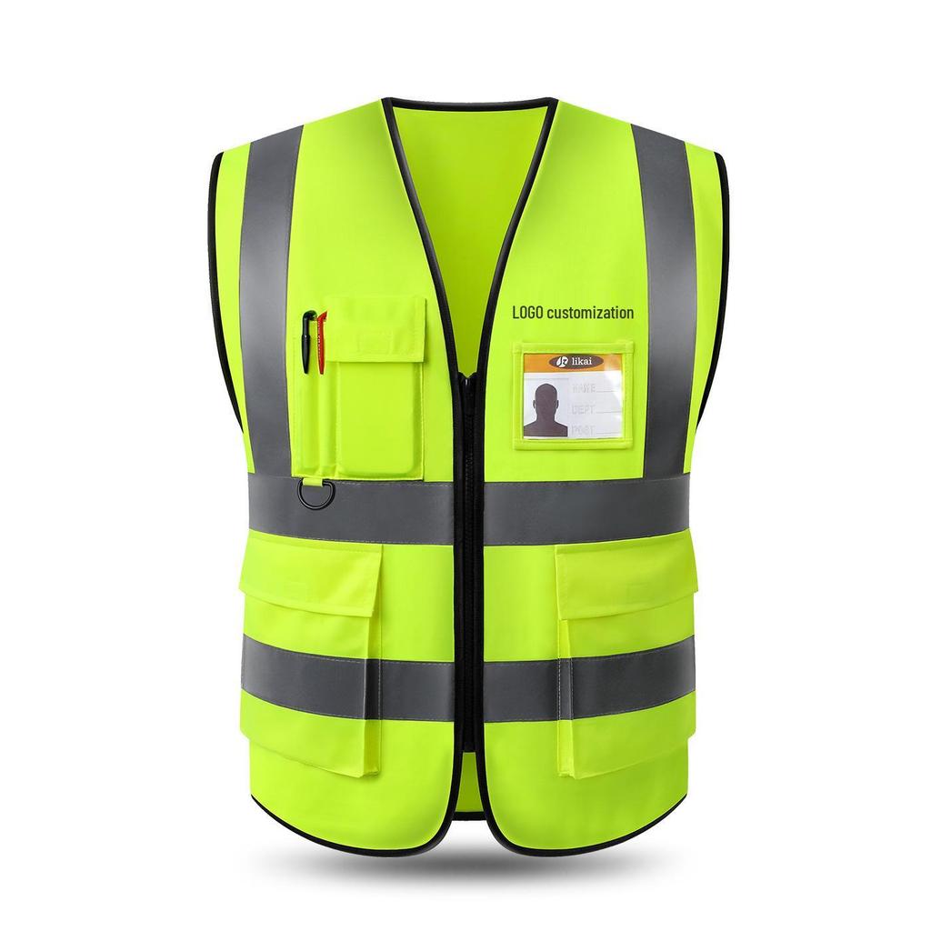 LIKA Reflective Multi-Pocket Safety Vest for Traffic, Construction, Sanitation, and Gardening