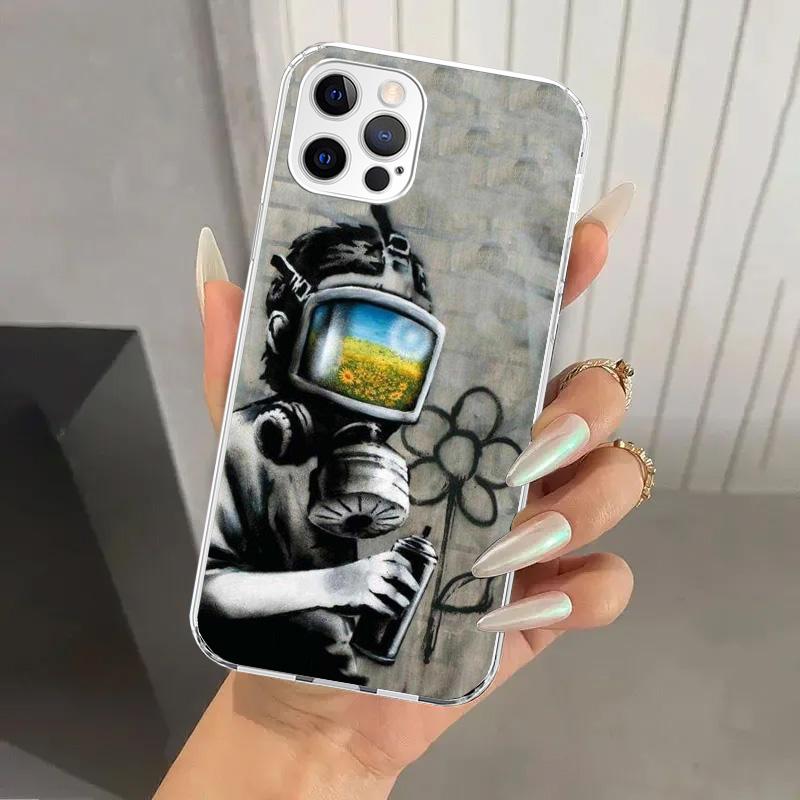 

Street Art Banksy Graffiti Phone Case for Iphone 17 Air 16 15 Plus 14 13 Mini 12 11 Pro Max 16E 7 8 SE 2020 Soft Funda Print She iPhone 12 (12 Pro)