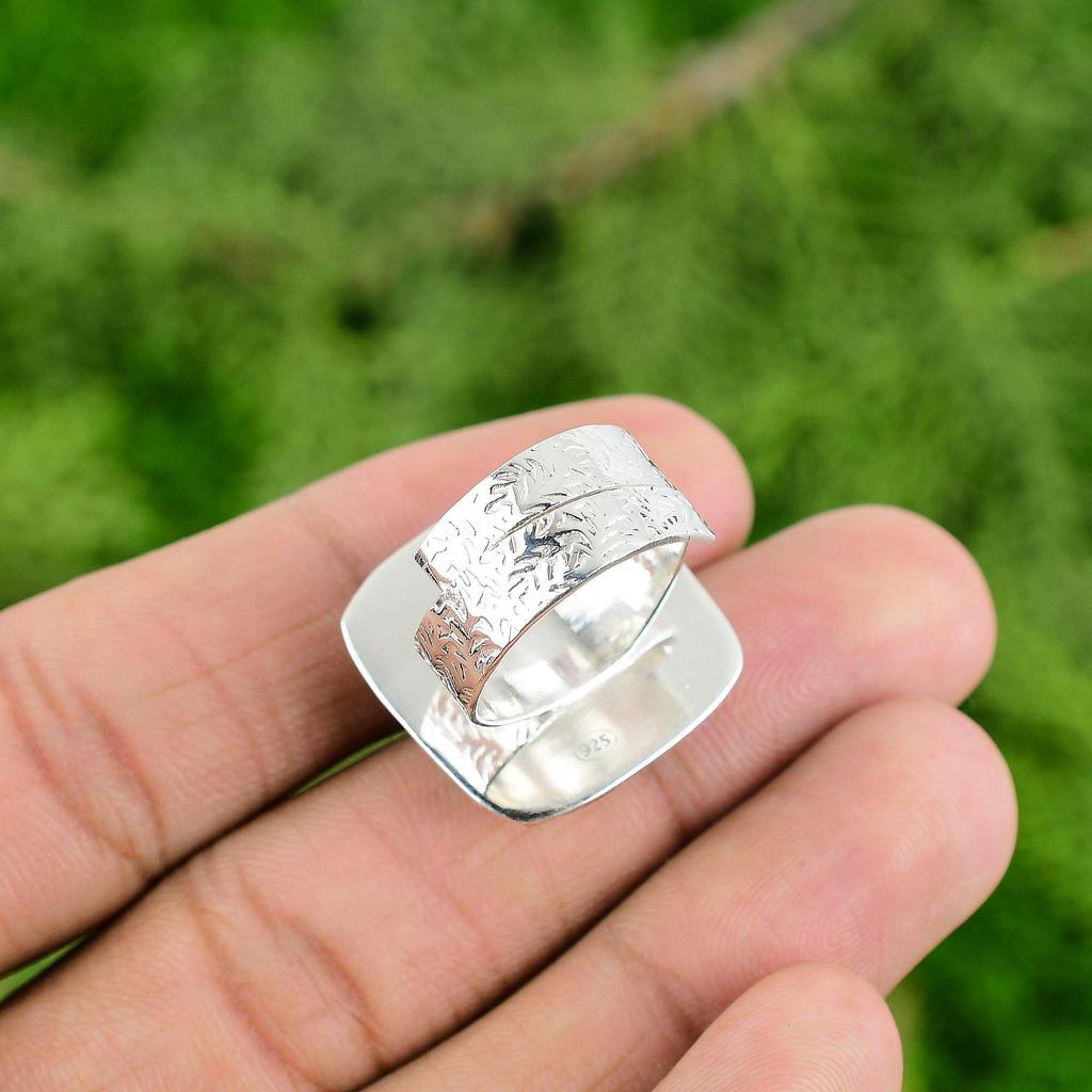 925 Sterling Silver Peanut Wood Jasper Stone Wedding Solitaire Bezel Sister Ring