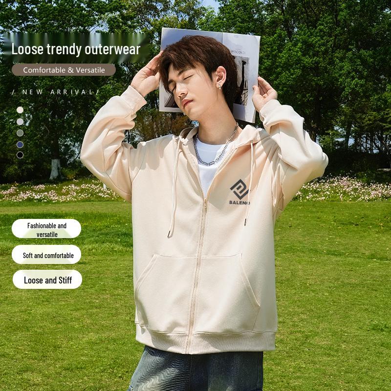 Baleno Men's Retro Loose Fit Heavyweight Cardigan Sweatshirt