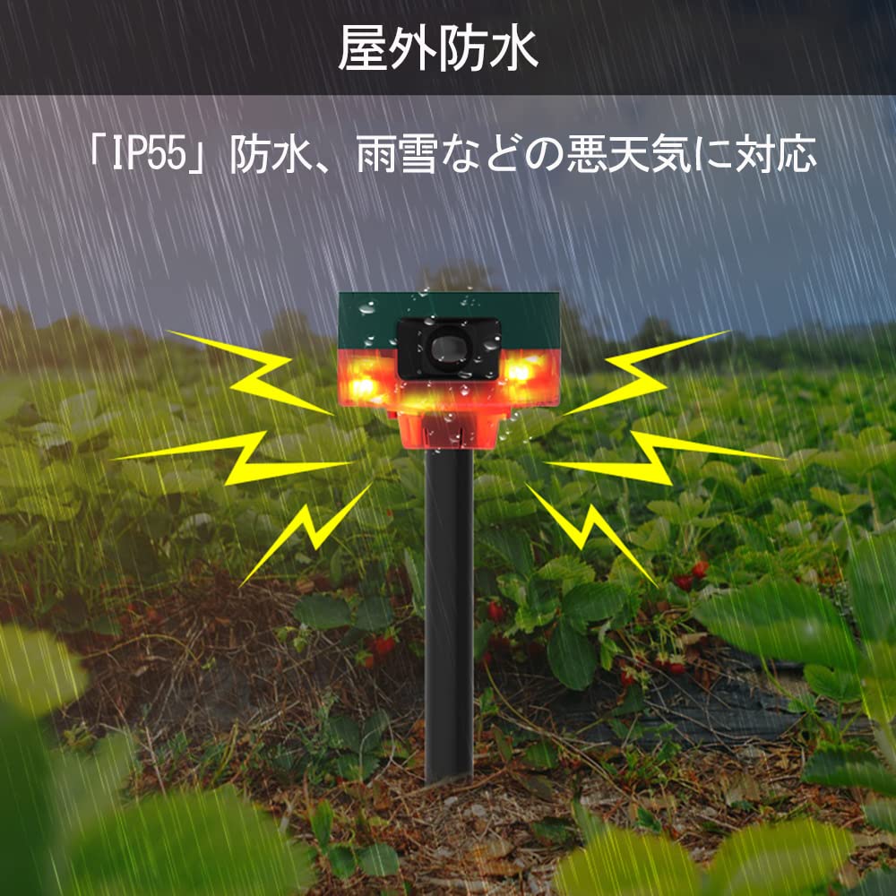 XRDZYXGS Animal Pest Control Device for and 13 Voice and Recording 6 LED Explosive 129dB Powerful IP55 Standby 2000mAh Solar and USB Outdoor Use