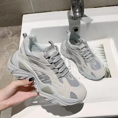 Plateau-Sneakers für Damen Klobige Schuhe Markenmode Schnürung Walking-Trainer Mesh Freizeitschuhe Frau Vulkanisiert Neu