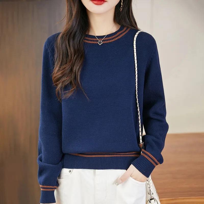 Pure Cotton Knitted Bottoming Women's New Seven-needle Thickened Warm Long-sleeved Inner Sweater Top