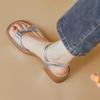 Fairy style square head middle heel with sandals women's outer wear 2025 summer fashion bow open-toed low-heeled women's shoes