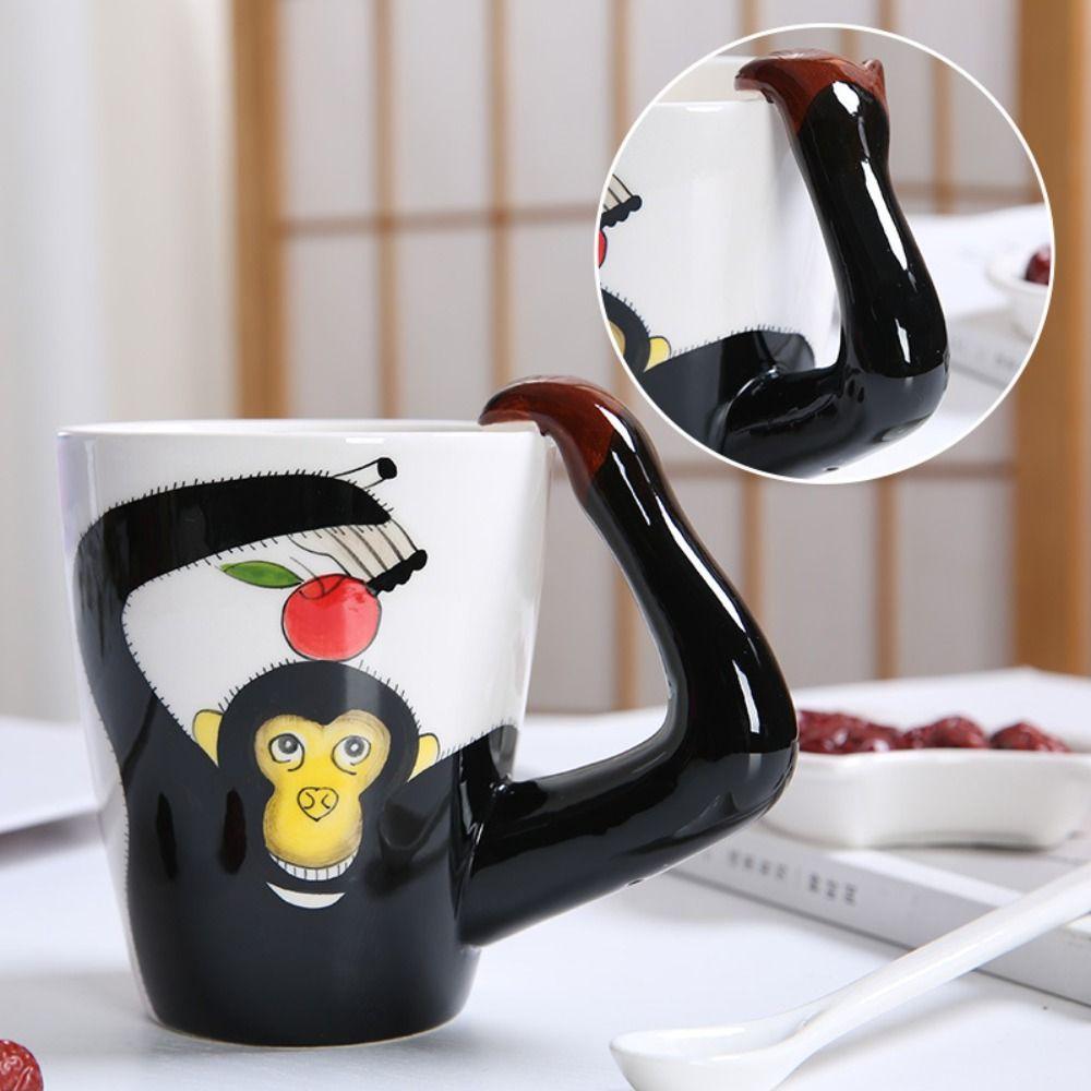 3D Animal Shape Handle Animal Shape Ceramic Cup Hand Painted Animals Mug  Living Room