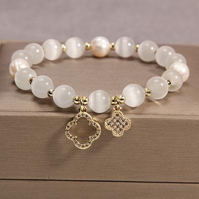 Fashion Ladies Opal Crystal Flower Beads Bracelet Jewelry