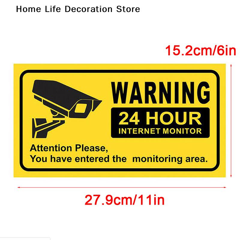 10PCS Warning Stickers 24 HOUR VIDEO Surveillance Security Camera Alarm Sticker CCTV Video Warning Tape Home Store School Etc.