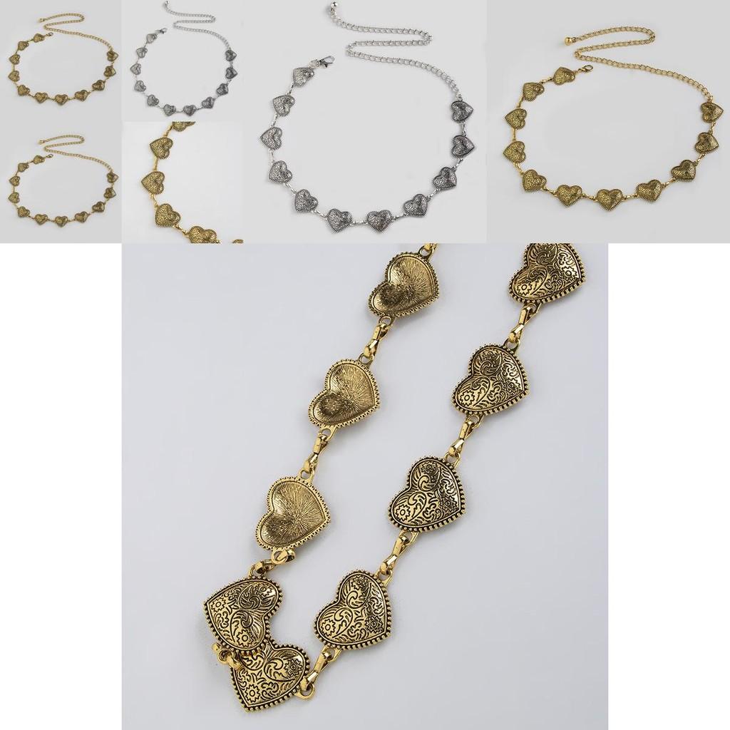 Elegant Flower Pattern Metal Waist Chain For Women With Heart Buckle For Summer Wear