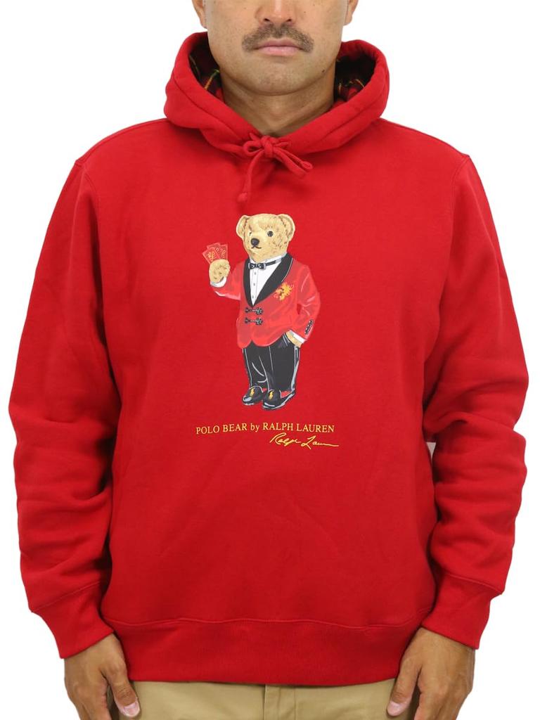 Polo Ralph Lauren Polo Bear Print Pullover Sweatshirt Size Red Men's Hoodie, M, (Product Code 01020106)