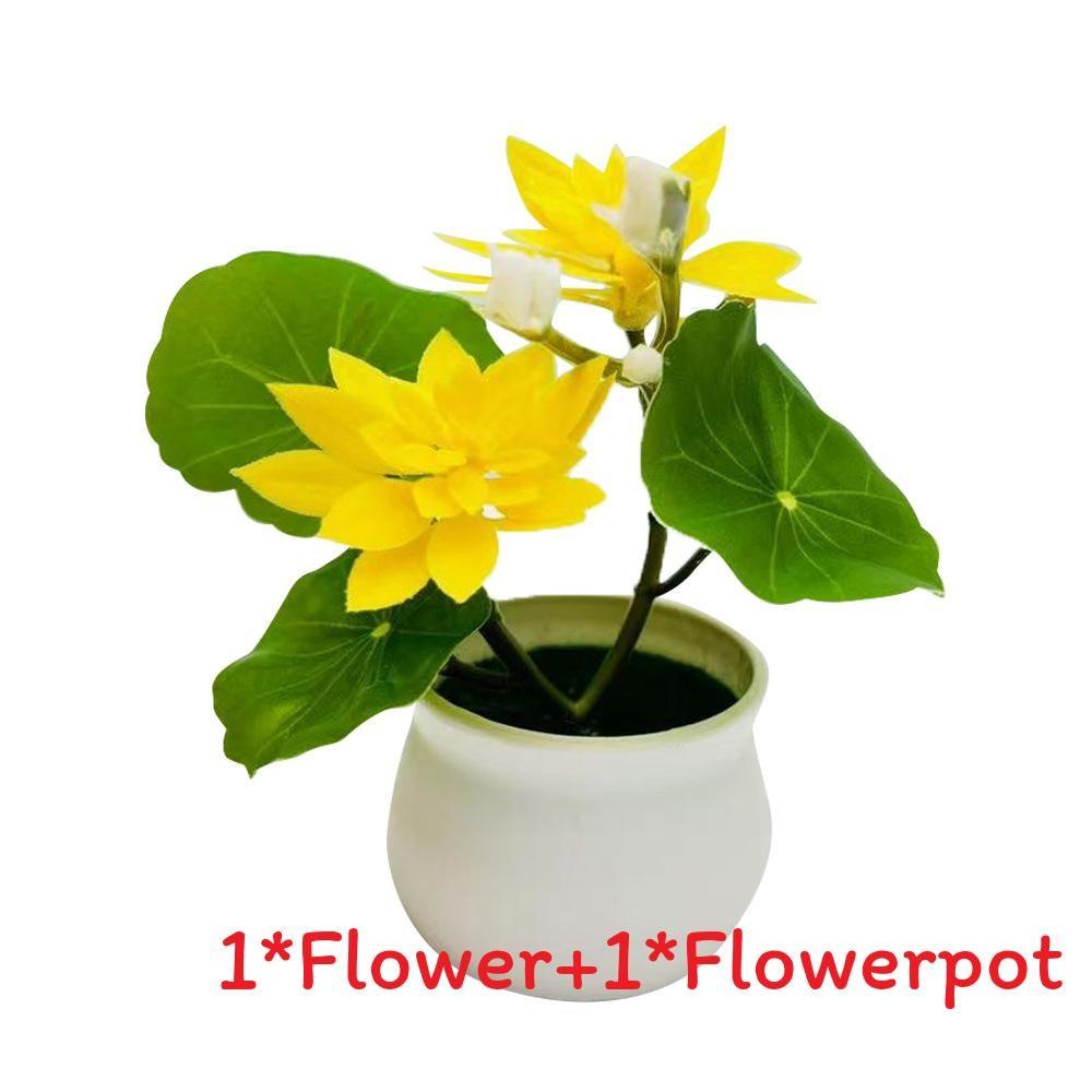Lotus Plastic Potted Green Plant Potted Plant For Home Living Decor Room