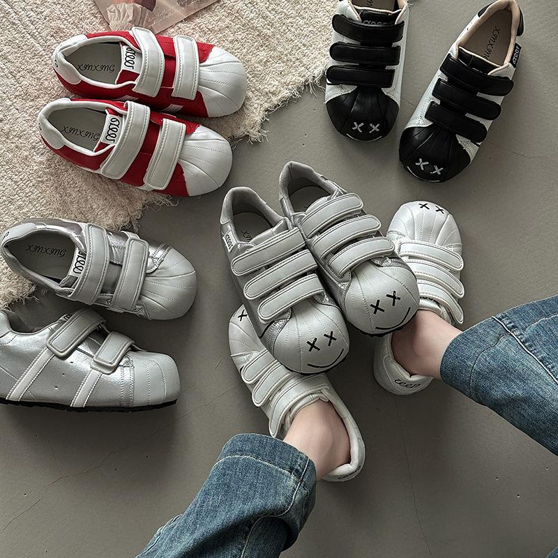 Velcro retro ugly cute smiley face big head German training shoes women's summer thick sole inner height increase casual Forrest Gump shoes little w