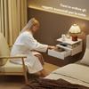Set of 2 Floating Nightstands, Drawer and Open Shelf, 35x32x22.5 cm, White