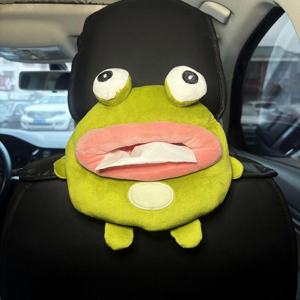 Cute Car Cartoon Plush Tissue Box Cover for Armrest or Seat Back