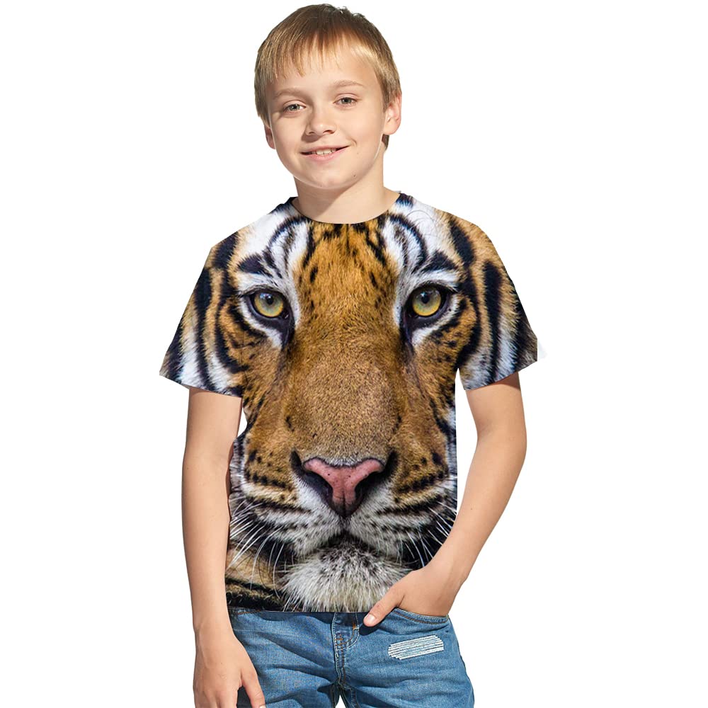 

Футболки FiveEarl Kids с 3D-печатью с головой тигра для юношей, мальчиков, девочек 4-14 лет