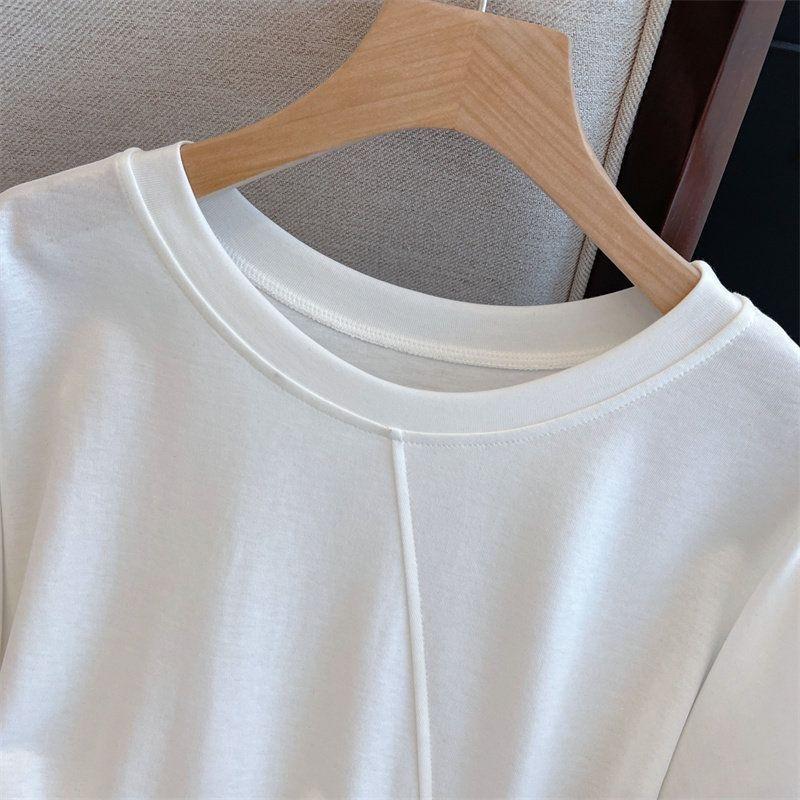 Round Neck Irregular Zipper Slit Top for Women with Summer Temperament