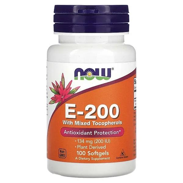 Now Foods Vitamin E-200 with Mixed Tocopherols, 100 SGELS