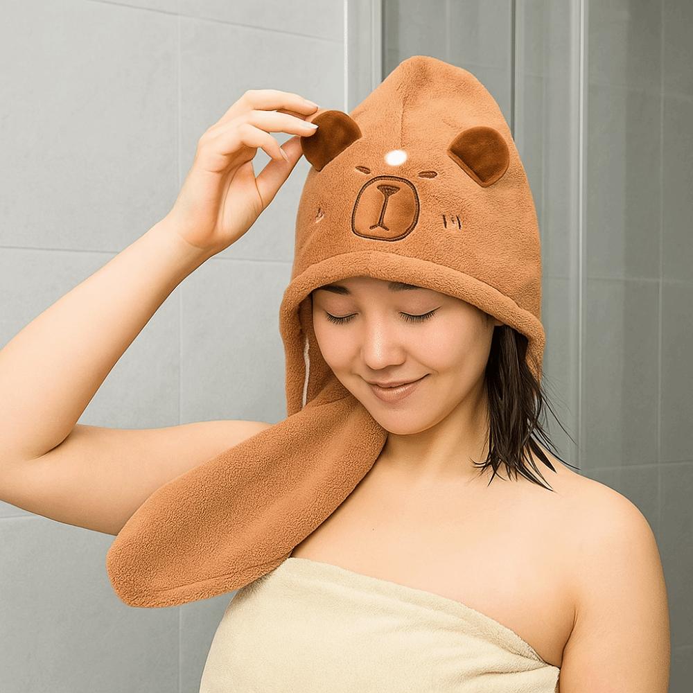 2PCS Kawaii Towel Cap Quick Dry Super Absorption Cap Animal Theme Bath Hat  Hair Care