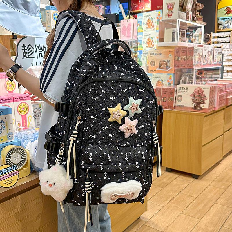 Simple casual backpack girl cartoon high value printed schoolbag campus versatile backpack