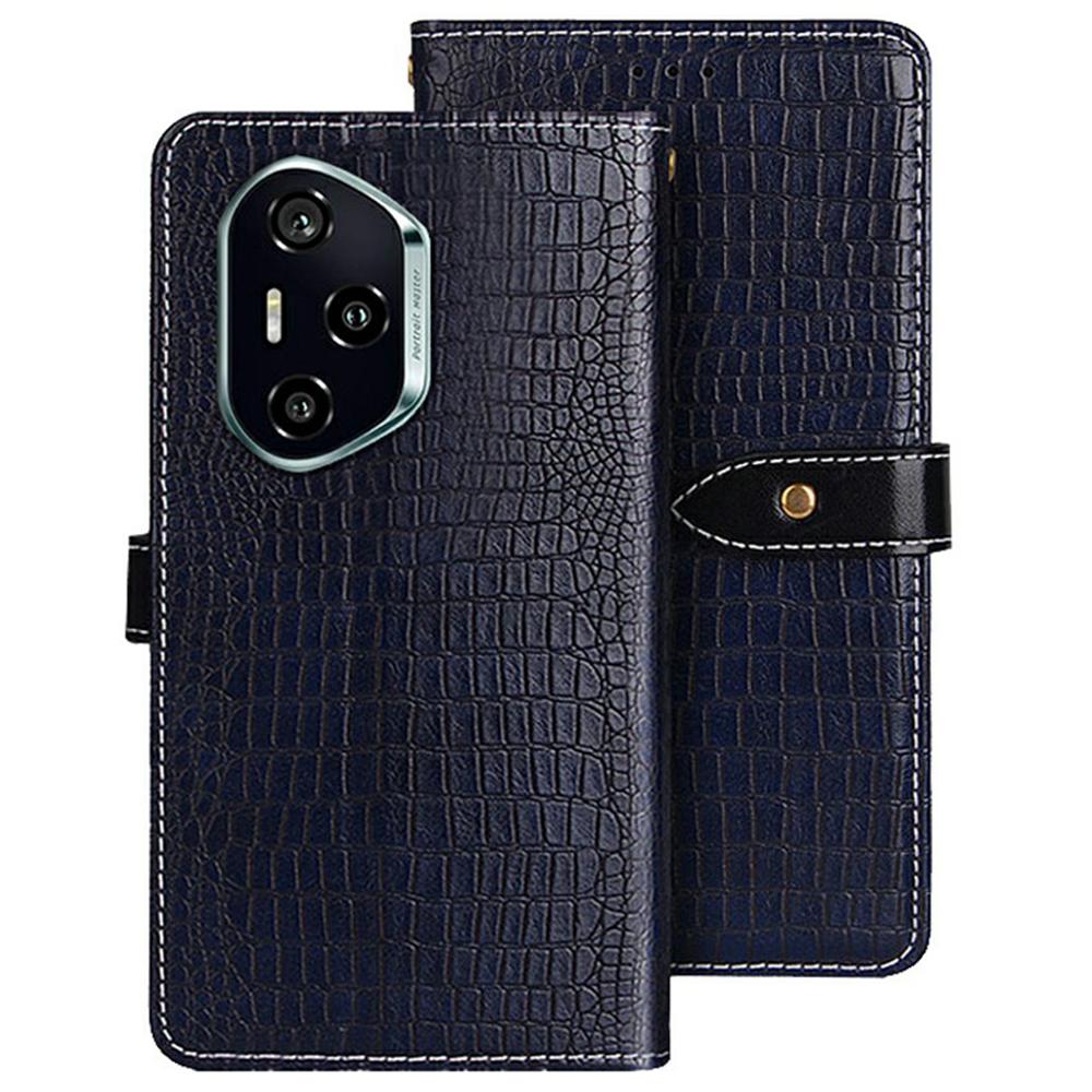 

For Honor 300 Pro Case Crocodile Texture PU Leather Flip Phone Cover Blue