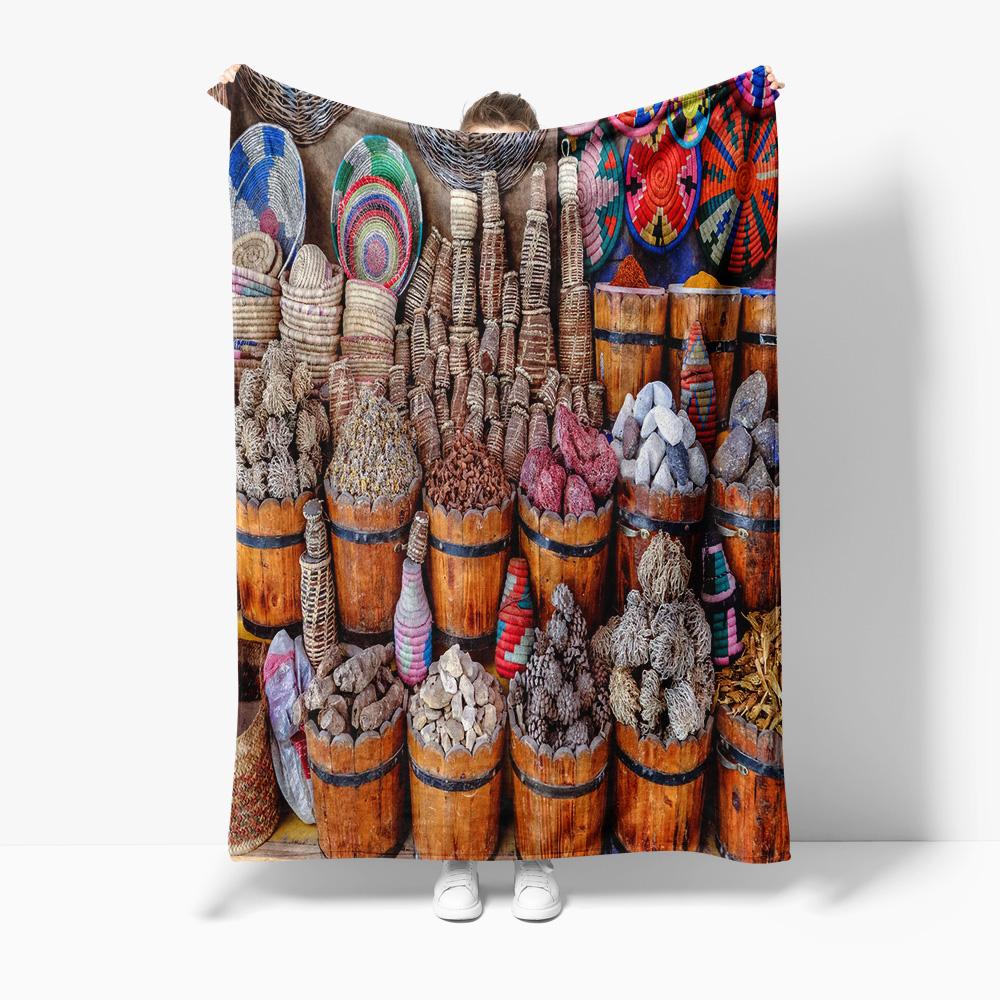 

Colorful Bucket Pattern Throw Blanket Decorative Sofa Bed Bedspread Cushion Cover Home Textile 100x150cm