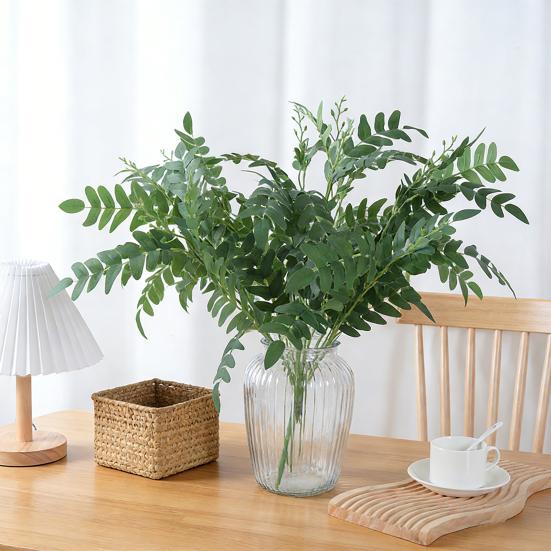 Artificial Pagoda Leaves Realistic Faux Silk Leaf Branches 20" Fake Plants Spray for Wedding Bouquet Table Centerpieces Home Decor