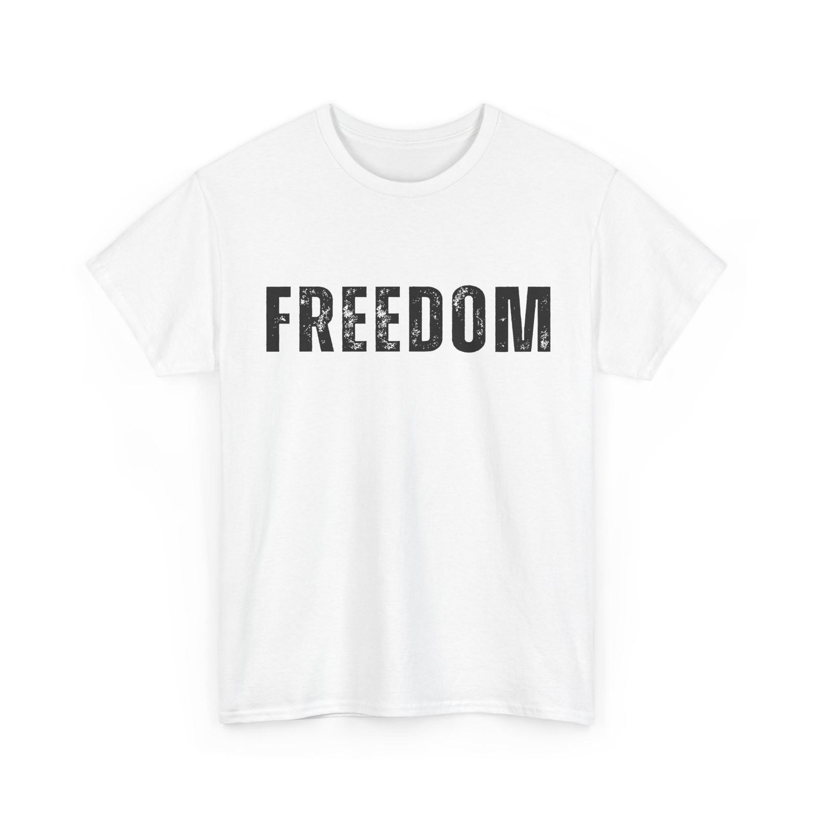 Freedom Black Text Minimalist Design, Bold Typography Graphic T-Shirt S