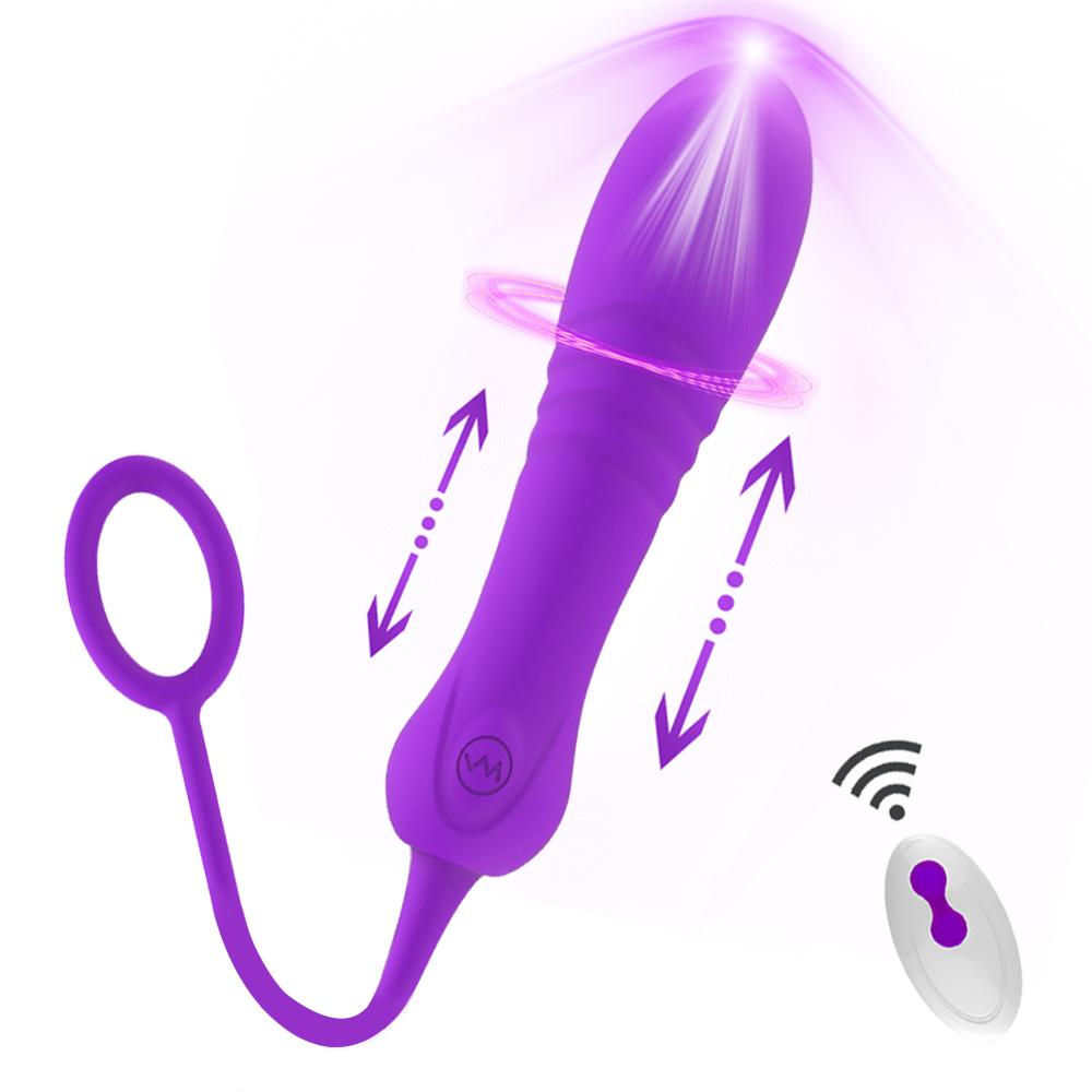 Female Wireless Remote Control Clitoral G-spot Stimulation Sex Toy Massager Dildo Automatic Retractable Bullet