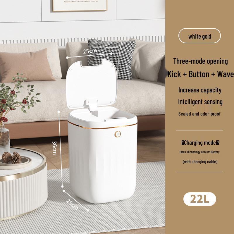 

Розумне автоматичне сміттєве відро з кришкою, що відкидається, для кухні, вітальні та ванної кімнати Battery Operated