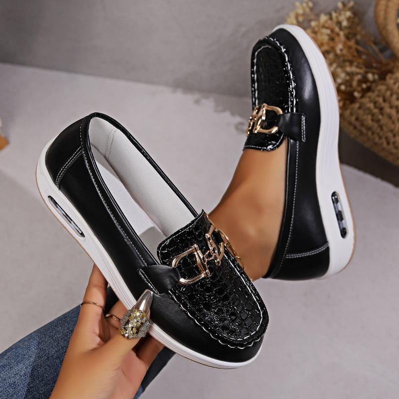 Móda Nová Velká Velikost Kovová Spona Dekorativní Klínek Silná Podrážka Střední Výstřih Pohodlné Protiskluzové Odolné Dámské Jednoduché Boty