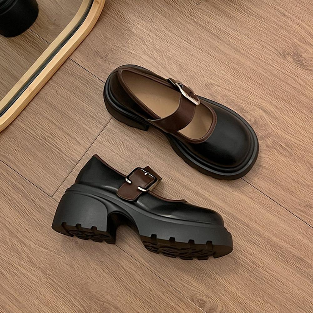 Pantofi singuri Casual Retro Toc gros Platforma Mary Jane Mici Pantofi din piele Femei