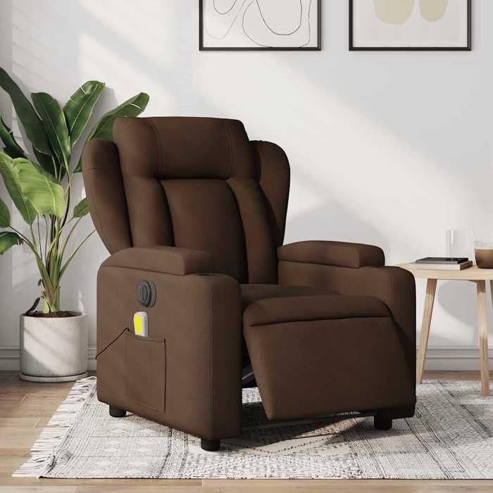 VidaXL Electric Massage Recliner Armchair Brown Fabric 3204474