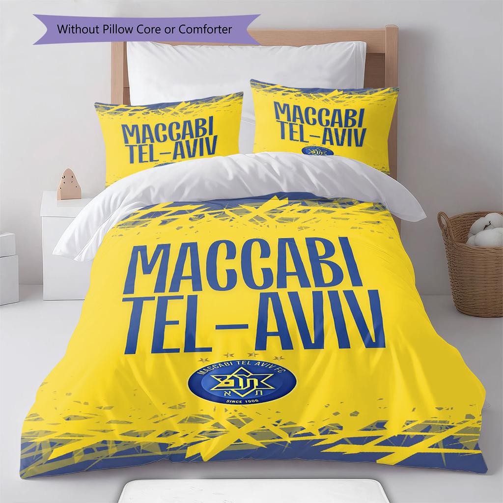 Maccabi Tel Aviv F.C Pattern Bedding,Quilt Set Quilt Cover Pillowcase Home Birthday Gift(1 * duvet cover + 2 * pillowcase, without core)