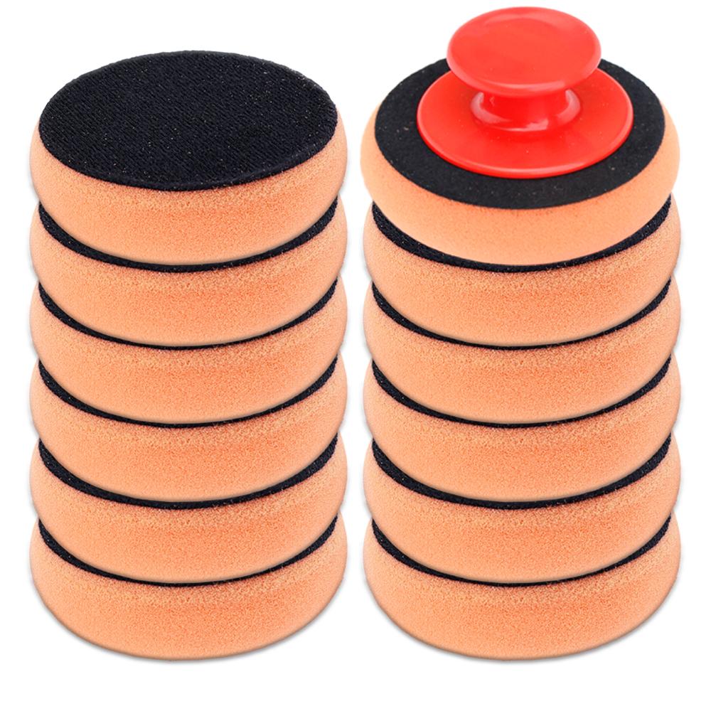 Car Waxing Sponge Set 4 Inch Car Wax Applicator Pads Red Handle Soft Sponge Applicators Foam Wax Pad Car Polishing Cleaning Tool