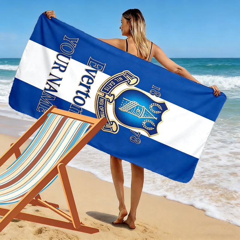 Name Custom Everton FC Logo Print Beach Towel, Large Soft Quick Dry Towel for Beach Camping Swimming