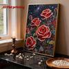 Pearl DIY Red Roses Art Kits 15.7x19.6inch Gem Art Pearl Painting Kits Without Frame for Adults Gift Idea Home Wall Decor