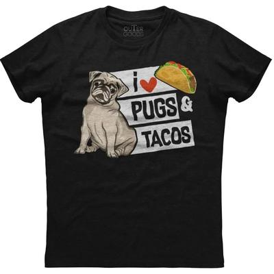 I Love Tacos Pugs For Pug Dog Owners Unisexs Cotton Black T Shirt