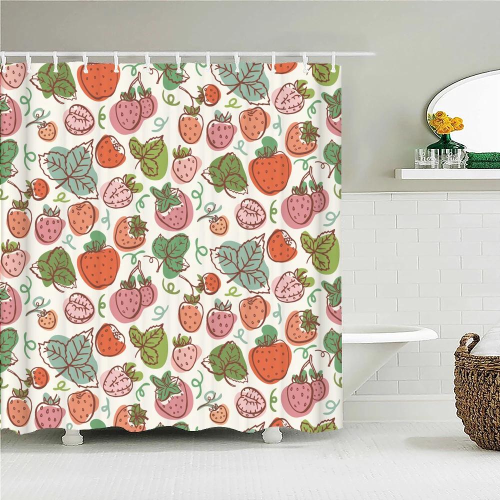 Modern Fresh Fruit lemon Bath Curtain Waterproof Fabric Shower Curtain With 12 Hooks Bathtub Screen for Bathroom Home Decorate