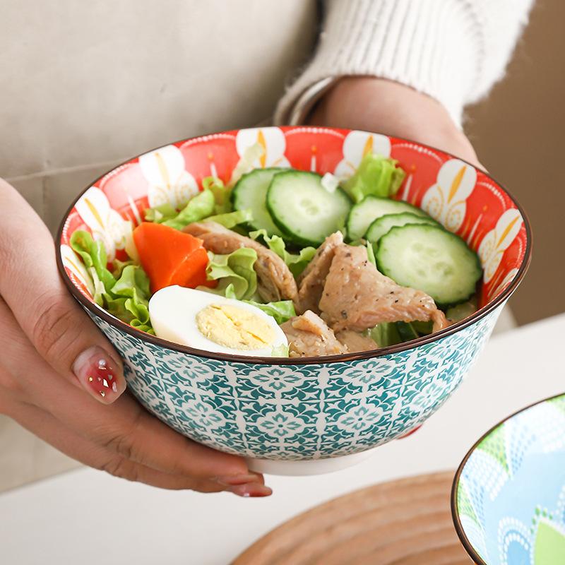 6.25 Inch Bohemian Bowl Creative Rice Noodle Soup Salad Ceramic Bowl Home Kitchen Dishes Restaurant Retro Dinnerware Set 2025