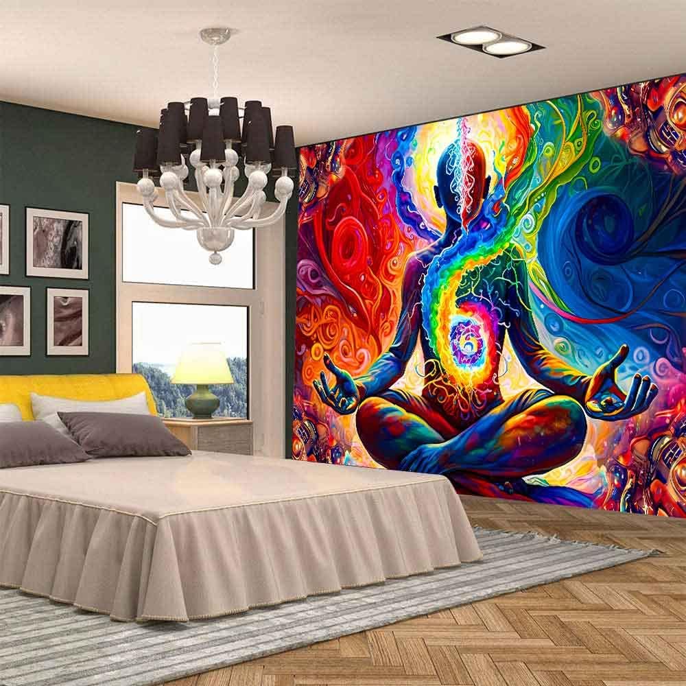 Yoga Meditation Tapestry  Colorful Space Wall Art Spiritual MandalaBeach Blanket for Living Room Dorm Bedroom Home Decor
