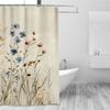 Vintage Botanical Print Shower Curtain, Durable Polyester, Delicate Wildflowers Design,  Ideal for Bathroom Decor