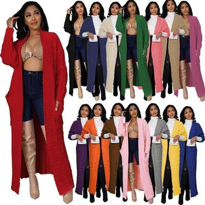 Maglione Lungo da Donna a Maglia Grossa con Tasche – Disponibile in 17 Colori per Autunno/Inverno